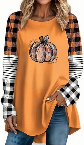 Womens Fall Shirts Plus Size Halloween Shirts Thanksgiving Pumpkin Graphic Tees Tops Holiday Outfits Clothes for Teen Girls in Saudi Arabia