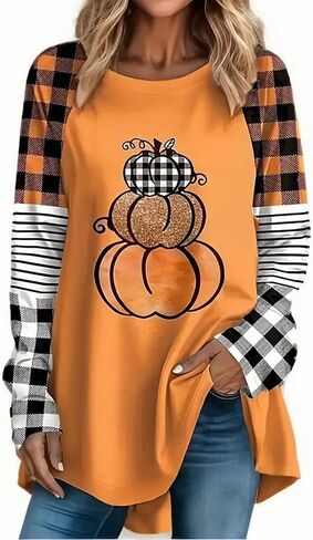 Womens Fall Shirts Plus Size Halloween Shirts Thanksgiving Pumpkin Graphic Tees Tops Holiday Outfits Clothes for Teen Girls in Saudi Arabia