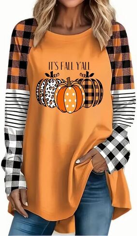 Womens Fall Shirts Plus Size Halloween Shirts Thanksgiving Pumpkin Graphic Tees Tops Holiday Outfits Clothes for Teen Girls in Saudi Arabia