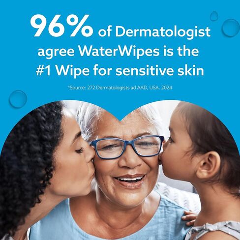 WaterWipes، خالية من البلاستيك، مناديل مبللة نظيفة للأطفال والرضع، 99.9% مناديل مبللة مائية، غير معطرة ولا تسبب الحساسية للبشرة الحساسة، 60 قطعة (عبوة واحدة) in Kuwait