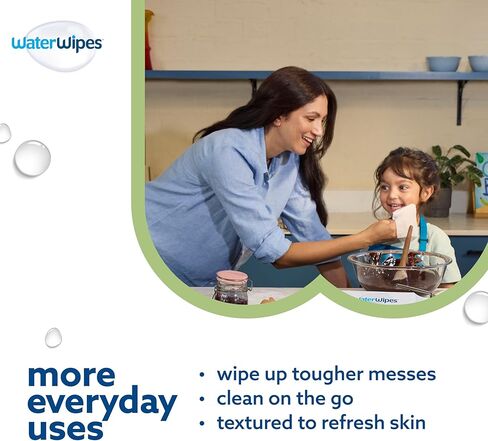 WaterWipes، خالية من البلاستيك، مناديل مبللة نظيفة للأطفال والرضع، 99.9% مناديل مبللة مائية، غير معطرة ولا تسبب الحساسية للبشرة الحساسة، 60 قطعة (عبوة واحدة) in Kuwait