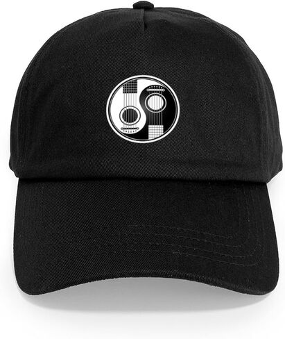 CafePress الأبيض والأسود يين يانغ القيثارات الصوتية قبعة بيسبول قابل للتعديل in Saudi Arabia