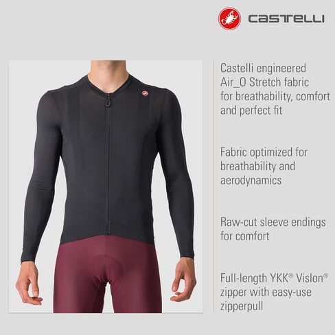 CASTELLI Men’s Espresso LS Jersey, Long Sleeve Full Zip Road Cycling & Gravel Biking Jersey with Back Pockets in Saudi Arabia