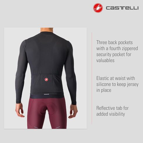 CASTELLI Men’s Espresso LS Jersey, Long Sleeve Full Zip Road Cycling & Gravel Biking Jersey with Back Pockets in Saudi Arabia