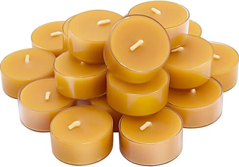 Natural Beeswax Tea Candles, DEYBBY 20 Pack Handmade Beeswax Candles in Aluminum Cup, Great for Home Decoration in Kuwait