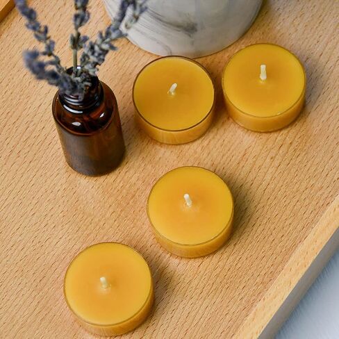 Natural Beeswax Tea Candles, DEYBBY 20 Pack Handmade Beeswax Candles in Aluminum Cup, Great for Home Decoration in Kuwait