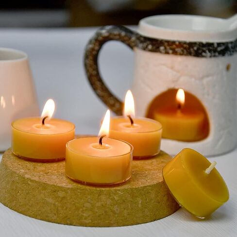 Natural Beeswax Tea Candles, DEYBBY 20 Pack Handmade Beeswax Candles in Aluminum Cup, Great for Home Decoration in Kuwait