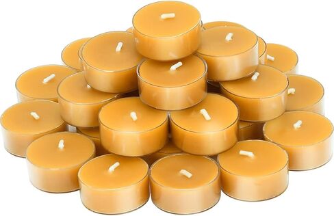 Natural Beeswax Tea Candles, DEYBBY 20 Pack Handmade Beeswax Candles in Aluminum Cup, Great for Home Decoration in Kuwait