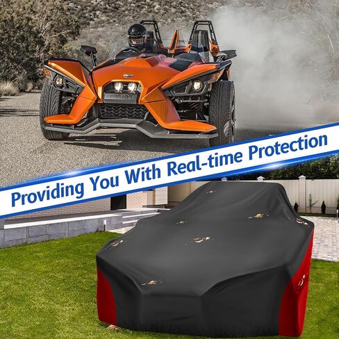 Polaris Slingshot Cover, Waterproof Windproof Sunproof Outdoor Protection Internal Composite Cotton Compatible with Slingshot/S/SL/SLR/SLR LE, with Reflective Strips, Black&Grey in Saudi Arabia