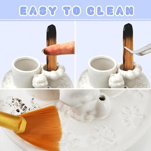 Incense Holder 5 in 1 Incense Burner Holder Sage Holder for Burning Palo Santo Holder with Handle 5.9 Inch Ceramic Incense Burner Ash Catcher Tray for Meditation Yoga Room in Saudi Arabia