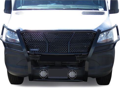 Black Horse Rugged Heavy Duty Grille Brush Bumper Guard Modular Black Come with Pair of 5.3" LED Lights Compatible with 2019-2025 Dodge Sprinter-Benz Sprinter 1500/2500/3500-RU-DOSP19-B-PLFB in Saudi Arabia