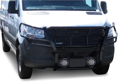 Black Horse Rugged Heavy Duty Grille Brush Bumper Guard Modular Black Come with Pair of 5.3" LED Lights Compatible with 2019-2025 Dodge Sprinter-Benz Sprinter 1500/2500/3500-RU-DOSP19-B-PLFB in Saudi Arabia