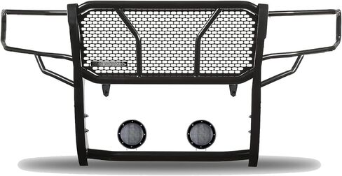 Black Horse Rugged Heavy Duty Grille Brush Bumper Guard Modular Black Come with Pair of 5.3" LED Lights Compatible with 2019-2025 Dodge Sprinter-Benz Sprinter 1500/2500/3500-RU-DOSP19-B-PLFB in Saudi Arabia