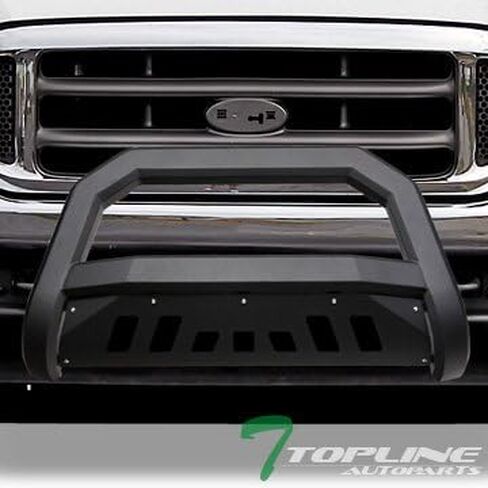 Matte Black AVT Style Bull Bar Brush Push Front Bumper Grill Grille Guard with Skid Plate Compatible with 99-04 Ford F250 F350 F450 F550 Superduty / 00-04 Excursion in Saudi Arabia