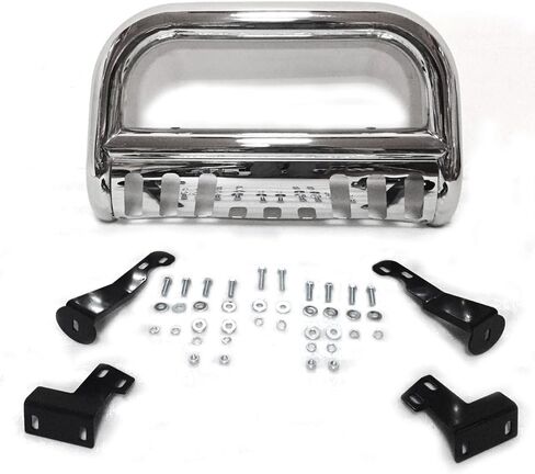 AutoForever 3" Front Bumper Grille Guard Polished S S Bull Bar Brush Push with Skid Plate Compatible with 2005-2016 Frontier 05-15 Xterra 05-07 Pathfinder (Chrome) in Saudi Arabia