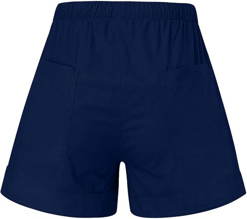 Cotton Shorts for Women Loose Fit Plus Size Drawstring Elastic Waist Summer Casual Shorts with Pockets Beach Clothes in Saudi Arabia