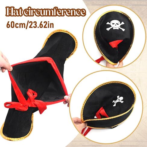 6Pcs Pirate Hats Shoulder Parrot Pirates Costume Accessories for Adult Kid Halloween Party Favors Cosplay Graduation School Shows in Saudi Arabia