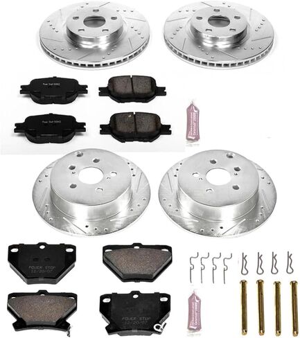 Power Stop K2314 Front and Rear Z23 Carbon Fiber Brake Pads with Drilled & Slotted Brake Rotors Kit For Toyota Celica 2000-2005 [Model Specific] in Saudi Arabia