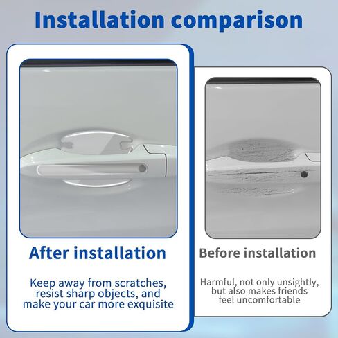 8 PCS Car Door Handle Protector Kit - Transparent Bumper Trim Guard Sticker, Rearview Anti-Collision Protection Film, Waterproof Car Door Bowl Sticker Protector Film for Most Cars, SUVs in Saudi Arabia