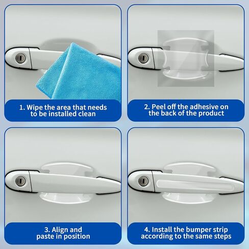 8 PCS Car Door Handle Protector Kit - Transparent Bumper Trim Guard Sticker, Rearview Anti-Collision Protection Film, Waterproof Car Door Bowl Sticker Protector Film for Most Cars, SUVs in Saudi Arabia