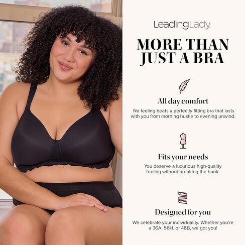 LEADING LADY، The Zoey، حمالة صدر تي شيرت مبطنة، لاسلكية، ظهر باليه، تنعيم الجانب والظهر، أشرطة عريضة، شريط دانتيل in Kuwait