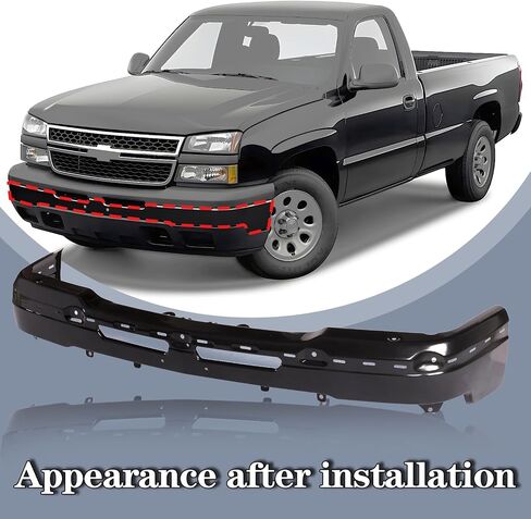 CarPartsDepot المصد الأمامي وجه بار فولاذي كروم متوافق مع شيفروليه 2003-2007 سيلفرادو 1500 2500 و2002-2006 أفالانش 1500 2500 GM1002416 19150310 in Saudi Arabia