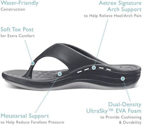 Aetrex Maui Orthopedic Mens Flip Flops - Arch Support Shock Absorption w/ UltraSKY EVA Foam Pressure Relief Water-Friendly Flip Flops for Men in Saudi Arabia
