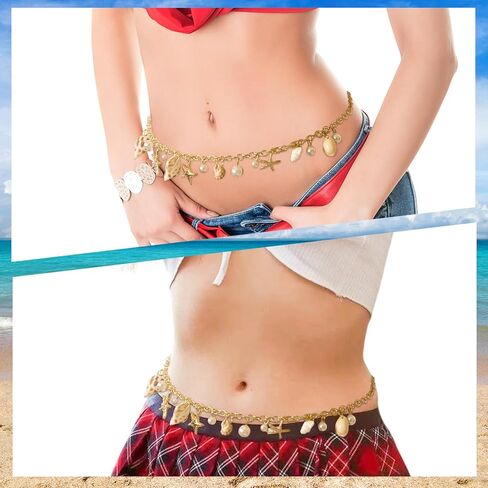 6Pcs Mermaid Cosplay Costume for Women Crochet Skirt Necklace Starfish Hair Clip Accessories for Halloween Costumes Cosplay in Kuwait