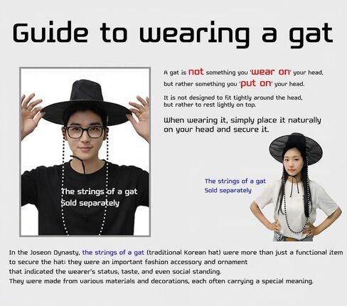 [1SEC GAT] Quick-Fold Korean Traditional Hat for K-Drama Cosplay Gift & Performance in Saudi Arabia