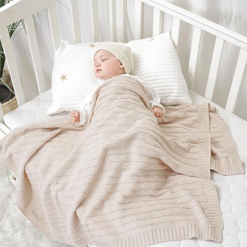 Baby Receiving Blanket for Boys Girls Knit Neutral Swaddle Blankets Soft Lightweight Crib Stroller Blankets for Newborn Infant Toddlers Grey 30 x 40 Inch in Saudi Arabia