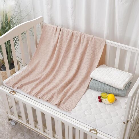 Baby Receiving Blanket for Boys Girls Knit Neutral Swaddle Blankets Soft Lightweight Crib Stroller Blankets for Newborn Infant Toddlers Grey 30 x 40 Inch in Saudi Arabia