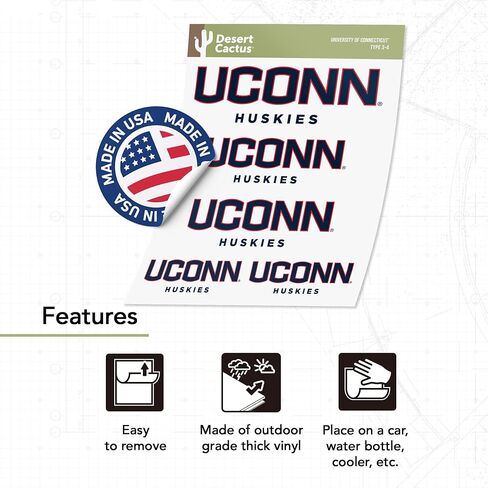 University of Connecticut Sticker Huskies UConn Stickers Vinyl Decals Laptop Water Bottle Car Scrapbook T3 (Type 3-1) in Kuwait