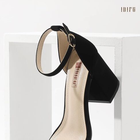 IDIFU IN3 Chunky Block High Heels Square Open Toe Ankle Strap Heeled Sandals Wedding Bridal Prom Summer Dressy Comfortable Sexy Trendy Dress Shoes Cute Thick Women Heels in Saudi Arabia