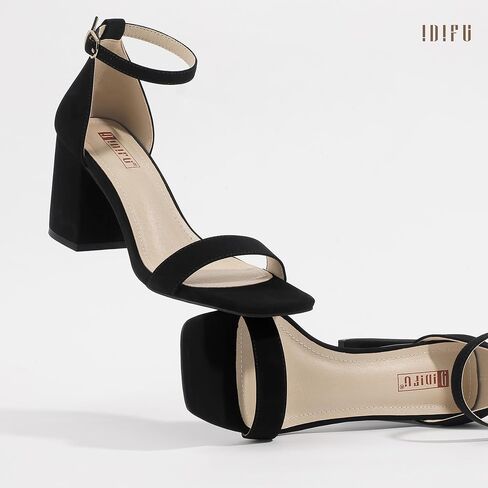 IDIFU IN3 Chunky Block High Heels Square Open Toe Ankle Strap Heeled Sandals Wedding Bridal Prom Summer Dressy Comfortable Sexy Trendy Dress Shoes Cute Thick Women Heels in Saudi Arabia