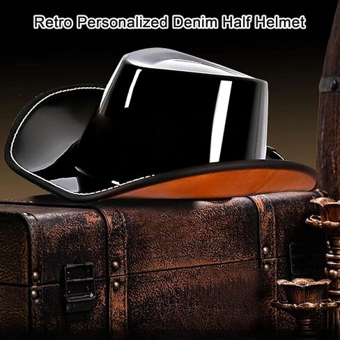 Cowboy Hat Helmet DOT Approved Open-Face Motorcycle Helmet Lightweight Half Helmet with Adjustable Buckle for Unisex Street Scooter Moped in Saudi Arabia