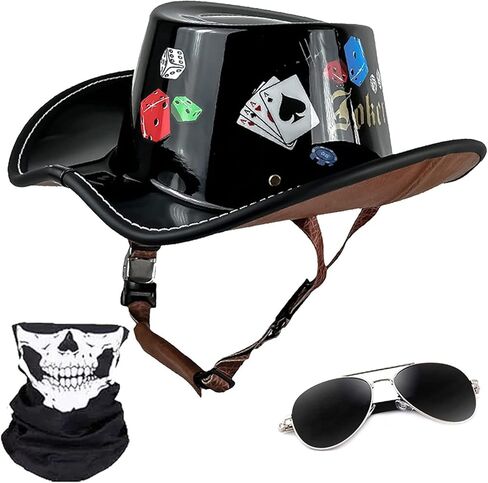 Cowboy Hat Helmet DOT Approved Open-Face Motorcycle Helmet Lightweight Half Helmet with Adjustable Buckle for Unisex Street Scooter Moped in Saudi Arabia