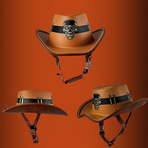 Cowboy Hat Helmet DOT Approved Open-Face Motorcycle Helmet Lightweight Half Helmet with Adjustable Buckle for Unisex Street Scooter Moped in Saudi Arabia