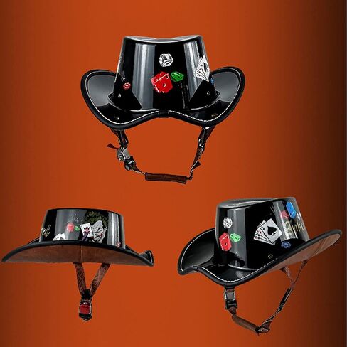 Cowboy Hat Helmet DOT Approved Open-Face Motorcycle Helmet Lightweight Half Helmet with Adjustable Buckle for Unisex Street Scooter Moped in Saudi Arabia