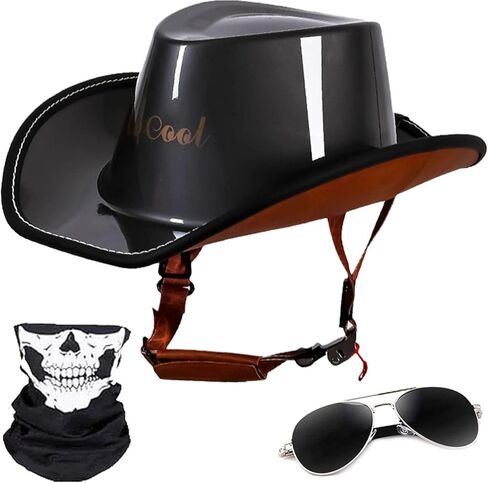 Cowboy Hat Helmet DOT Approved Open-Face Motorcycle Helmet Lightweight Half Helmet with Adjustable Buckle for Unisex Street Scooter Moped in Saudi Arabia
