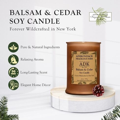 ADK Balsam & Cedar Scented Candle, 4.5 Oz Aromatherapy Candle, Proudly Poured in The USA, Natural Wax for Relaxation and Home Décor, for Gift, Kitchen, and Living Spaces in Saudi Arabia