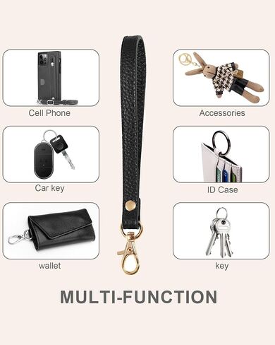 Wristlet Strap, Genuine Leather Keychain Wristlet KeyChain Hand Strap for Wallet Purse Clutch Cellphone Keychains Key in Saudi Arabia