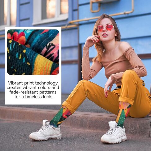 جوارب VividPrint مرحة بطباعة إبداعية لمنتصف الساق للنساء والرجال (3 أزواج)، قابلة للتنفس وداعمة مقاس واحد in Kuwait