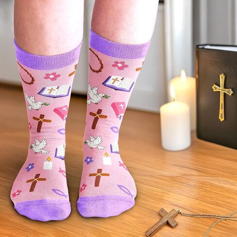 VICRAZY Christian Gifts for Women - Faith-Themed Socks, Pastor Appreciation Gifts, Catholic Gift, Religious Stocking Stuffers in Saudi Arabia