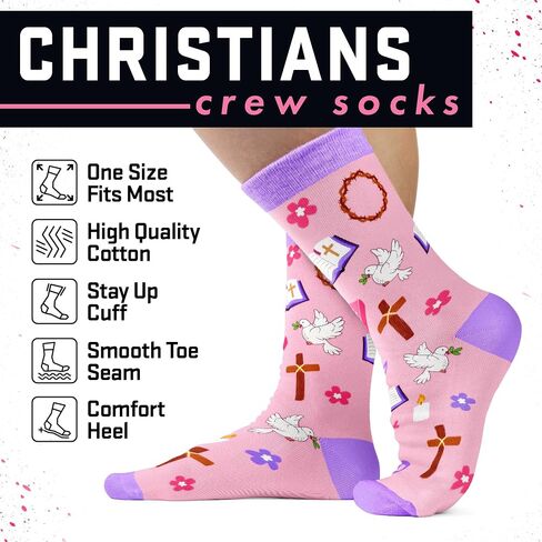 VICRAZY Christian Gifts for Women - Faith-Themed Socks, Pastor Appreciation Gifts, Catholic Gift, Religious Stocking Stuffers in Saudi Arabia