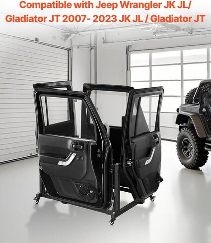 عربة تخزين باب VEVOR Jeep، رف عربة تخزين متحرك بأربعة أبواب مع وسادة مطاطية سميكة، عربة حامل باب السيارة القوية مناسبة لسيارة Jeep Wrangler JK JKU JL Gladiator in Saudi Arabia