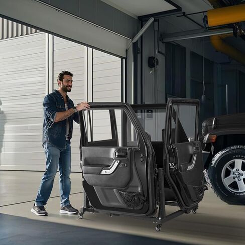 عربة تخزين باب VEVOR Jeep، رف عربة تخزين متحرك بأربعة أبواب مع وسادة مطاطية سميكة، عربة حامل باب السيارة القوية مناسبة لسيارة Jeep Wrangler JK JKU JL Gladiator in Saudi Arabia
