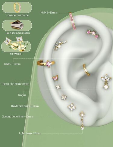 ORAZIO 16G Helix Piercing Jewelry Flat Back Cartilage Earrings for Women Hypoallergenic Surgical Stainless Steel Stud Hoop Cartilage Earring Set Daith Conch Tragus Piercing Jewelry Flatback Single Pc in Kuwait
