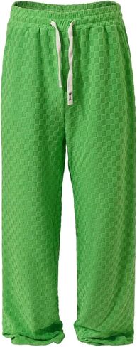 Floerns Men's Checkered Wide Leg Pants Elastic Waist Drawstring Sweatpants with Pockets in Saudi Arabia
