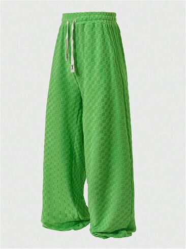 Floerns Men's Checkered Wide Leg Pants Elastic Waist Drawstring Sweatpants with Pockets in Saudi Arabia