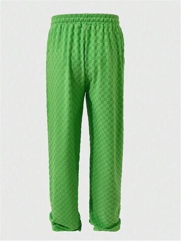 Floerns Men's Checkered Wide Leg Pants Elastic Waist Drawstring Sweatpants with Pockets in Saudi Arabia